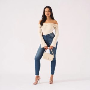 High Waisted Blue Skinny Jeans