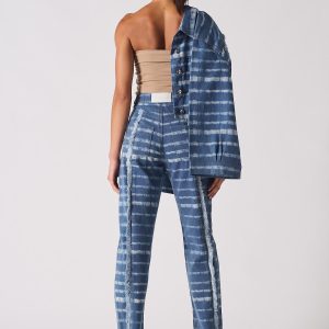 High Waisted Striped Wide Leg Jeans