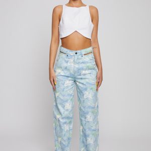 Women's light blue high waisted wide leg jeans